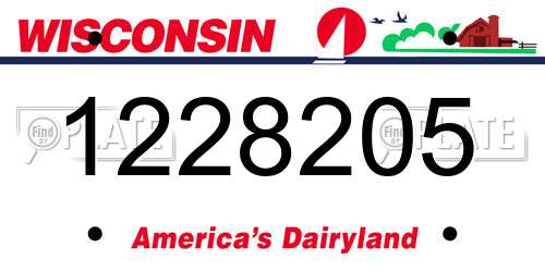 1228205 Wisconsin License Plate