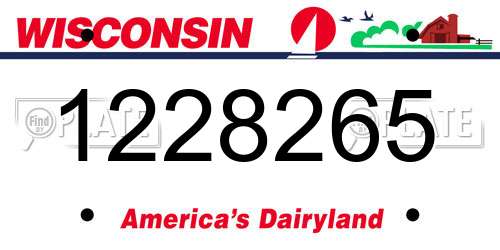 1228265 Wisconsin License Plate