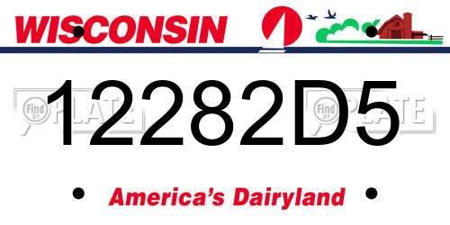 12282D5 Wisconsin License Plate