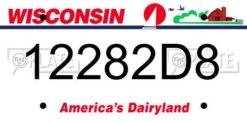 12282D8 Wisconsin License Plate
