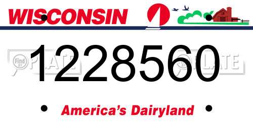 1228560 Wisconsin License Plate