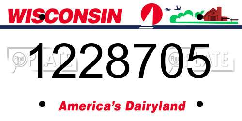 1228705 Wisconsin License Plate