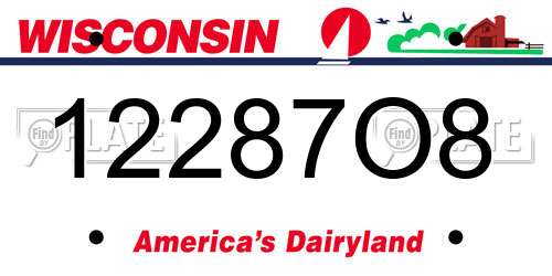 12287O8 Wisconsin License Plate