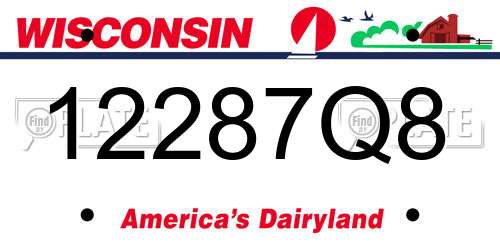 12287Q8 Wisconsin License Plate