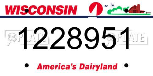 1228951 Wisconsin License Plate