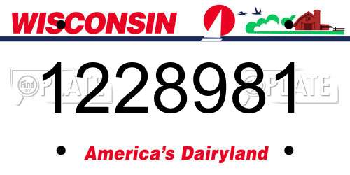 1228981 Wisconsin License Plate