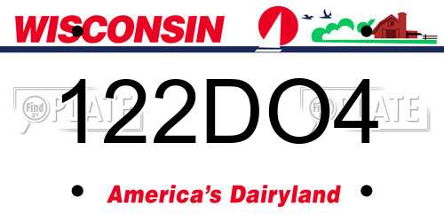 122DO4 Wisconsin License Plate