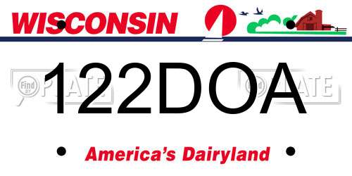 122DOA Wisconsin License Plate