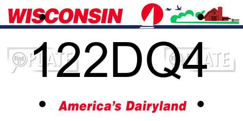 122DQ4 Wisconsin License Plate