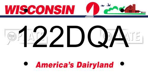 122DQA Wisconsin License Plate