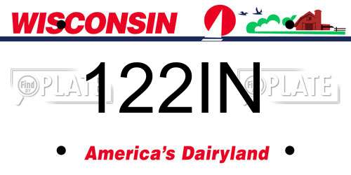 122IN Wisconsin License Plate