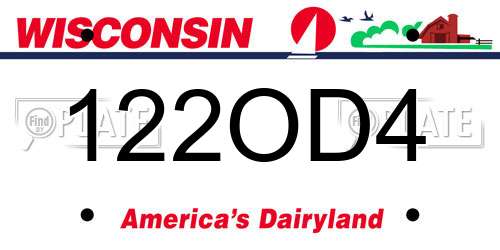 122OD4 Wisconsin License Plate