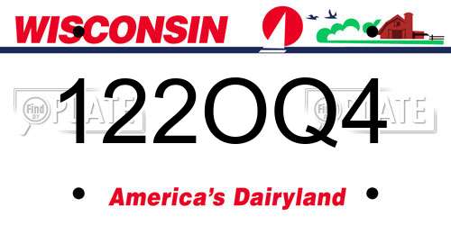 122OQ4 Wisconsin License Plate