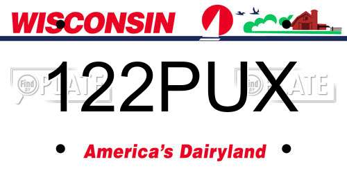 122PUX Wisconsin License Plate