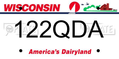 122QDA Wisconsin License Plate