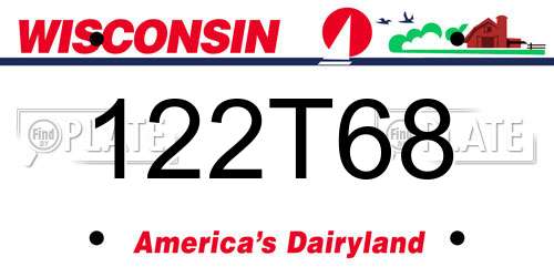 122T68 Wisconsin License Plate