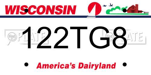 122TG8 Wisconsin License Plate