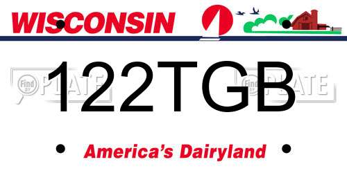 122TGB Wisconsin License Plate
