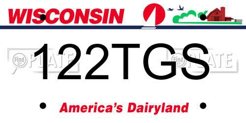 122TGS Wisconsin License Plate
