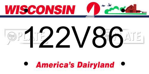 122V86 Wisconsin License Plate