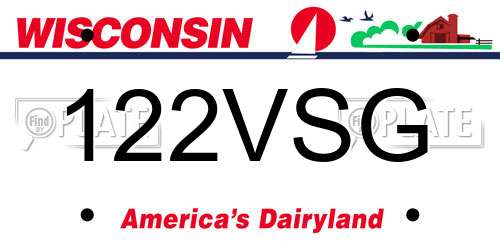 122VSG Wisconsin License Plate