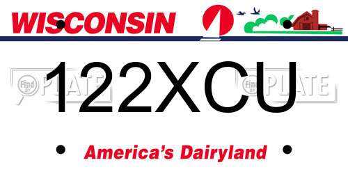 122XCU Wisconsin License Plate