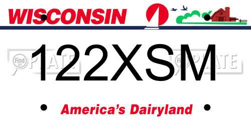 122XSM Wisconsin License Plate