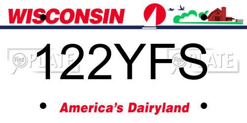 122YFS Wisconsin License Plate