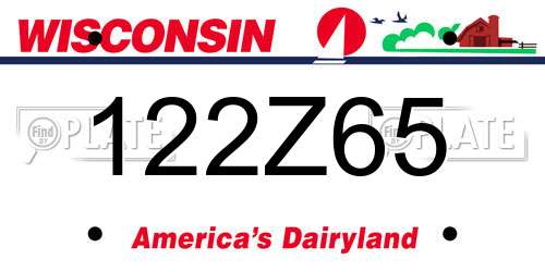 122Z65 Wisconsin License Plate