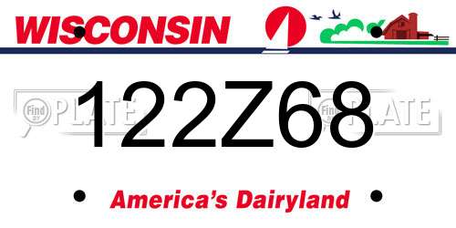 122Z68 Wisconsin License Plate