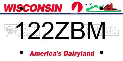 122ZBM Wisconsin License Plate