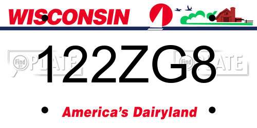 122ZG8 Wisconsin License Plate