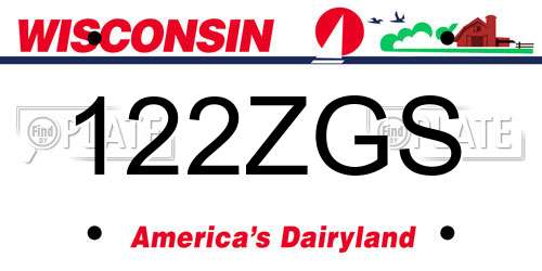 122ZGS Wisconsin License Plate