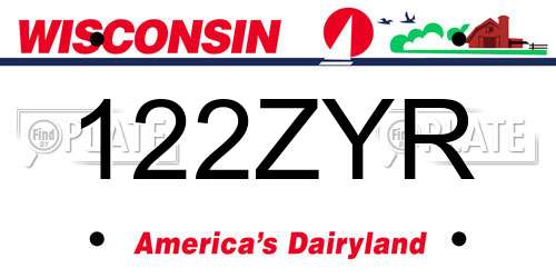 122ZYR Wisconsin License Plate