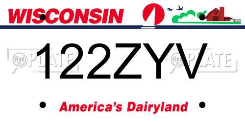 122ZYV Wisconsin License Plate