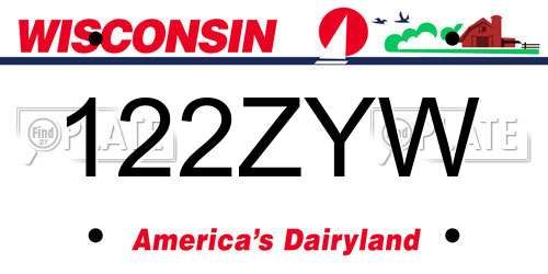 122ZYW Wisconsin License Plate