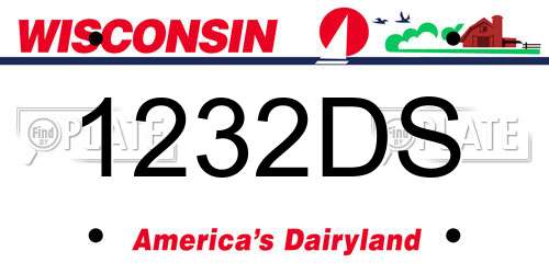 1232DS Wisconsin License Plate