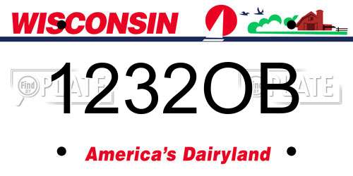 1232OB Wisconsin License Plate