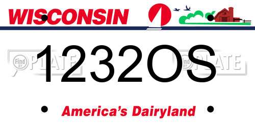1232OS Wisconsin License Plate