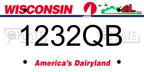 1232QB Wisconsin License Plate