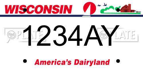 1234AY Wisconsin License Plate