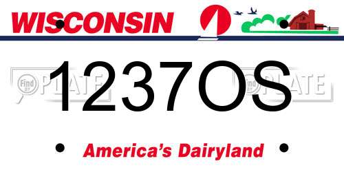 1237OS Wisconsin License Plate