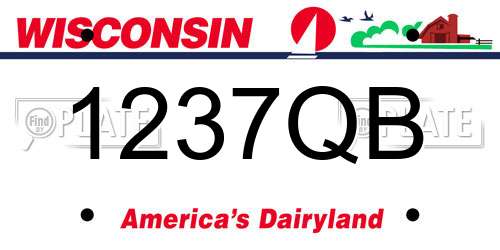 1237QB Wisconsin License Plate