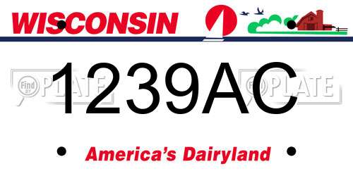 1239AC Wisconsin License Plate