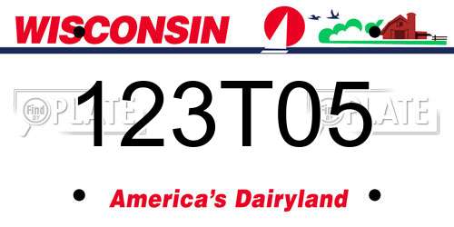 123T05 Wisconsin License Plate