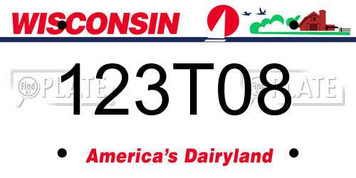 123T08 Wisconsin License Plate