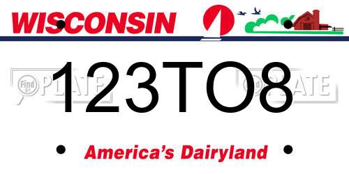 123TO8 Wisconsin License Plate