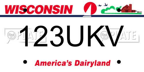 123UKV Wisconsin License Plate