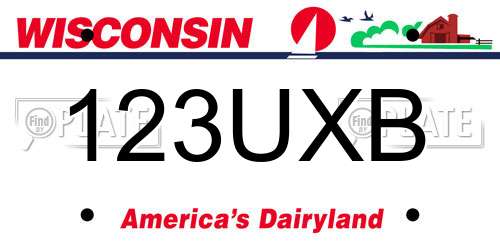 123UXB Wisconsin License Plate