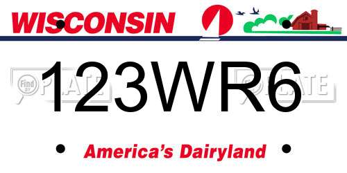 123WR6 Wisconsin License Plate